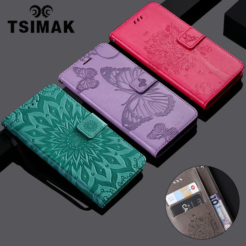 Чехол Tsimak 3D Tree Cat для Huawei P40 Lite E Pro 4G 5G откидной бумажник из искусственной
