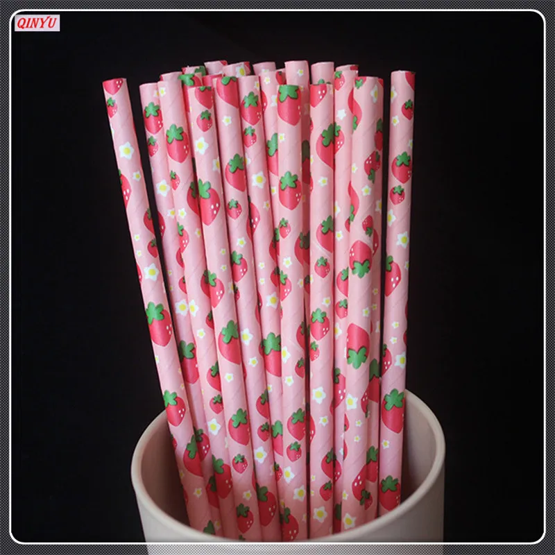 25 шт бумажная соломинка для питья Клубничная солома Хэллоуин Рождество детский