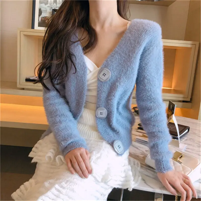 HziriP 2018 Autumn Winter Fashion Knitted Loose Sweater Women Solid Sweet Single Breasted Full Sleeve Sweaters Femme Cardigans |