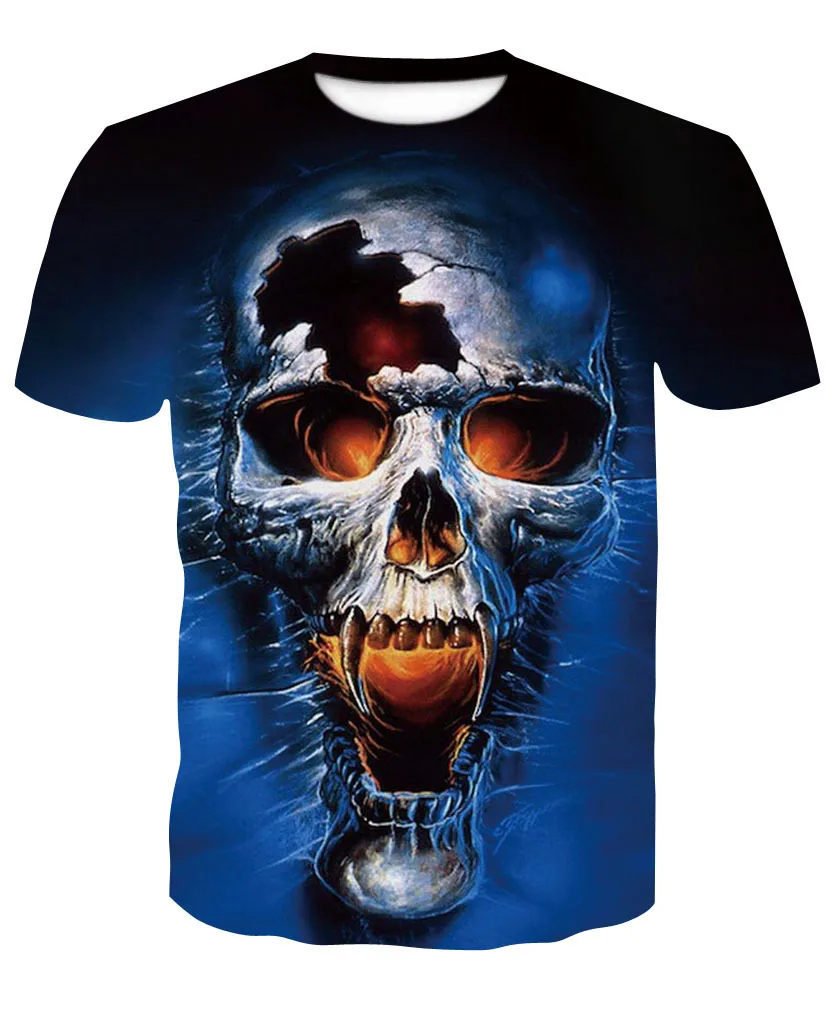 

2019 Women T Shirt European and American Skull-Head Digital Printed Short-Sleeved T-Shirt Hipster B T shirt Holiday Men Tees