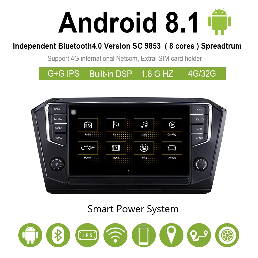 Автомобильный мультимедийный видеоплеер dvd-плеер android 8 1 2 ГБ/32 ГБ gps bluetooth для