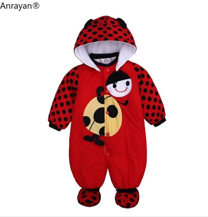 

NEW Autumn Winter Baby Girls Boys Rompers Cartoon Cute Thick Warm Hooded Jumpsuits Newborn Clothes Infant Clothing