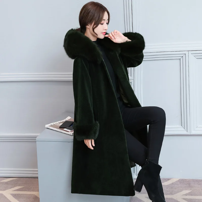 Новинка 2019 зимнее Женское шерстяное пальто верхняя одежда из овчины цельный