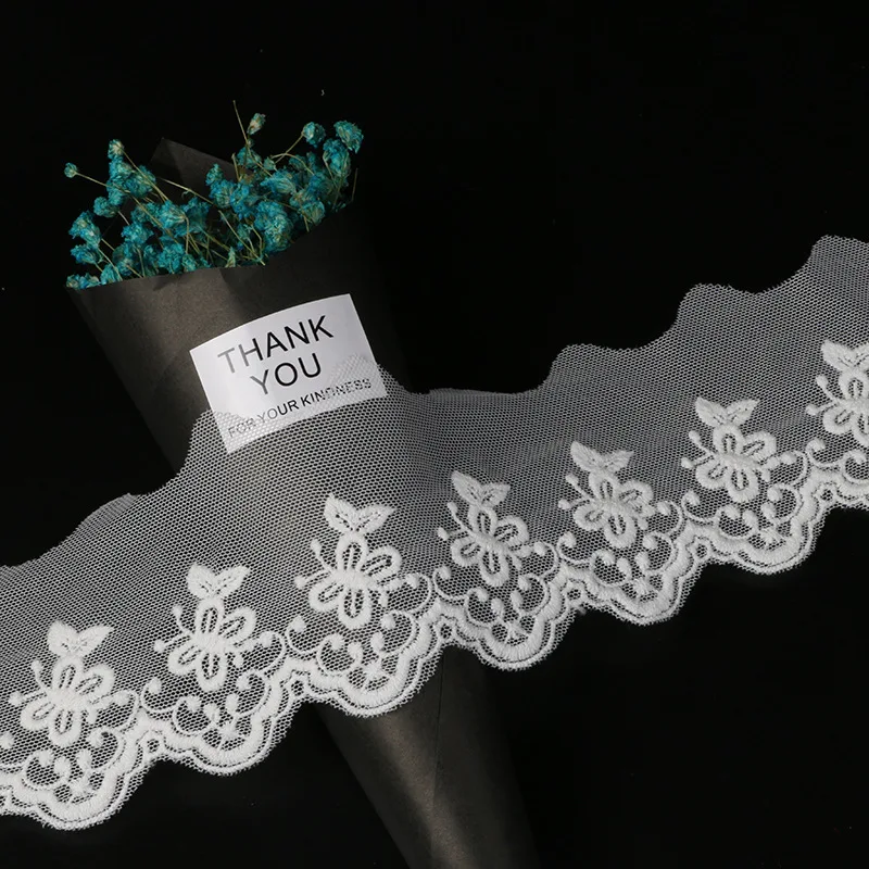 

Free Shipping 15 yards/lot Lace Ribbon Tape Lace Trim Fabric DIY Embroidered Net Lace Trim Cord For Sewing Decoration LS017