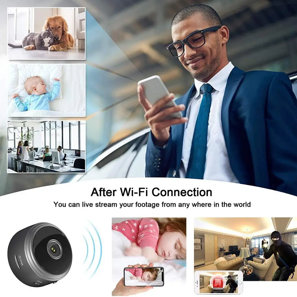 Микро WIFI мини камера HD 1080P со смартфоном и приложением ночного видения IP Домашняя