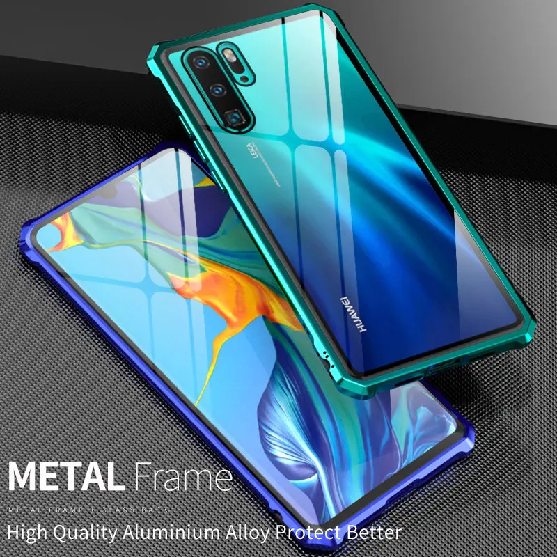 Яркая и крутая цветная металлическая рамка для Huawei P30 Pro Чехол 9H жесткий