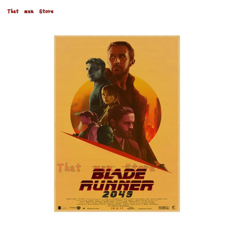 Винтажный постер, бегущий с лезвием, 2049, ryan gosling, украшение для домашнего интерьера, крафт-пленка, постер для рисования, наклейки на стену 42*30 см