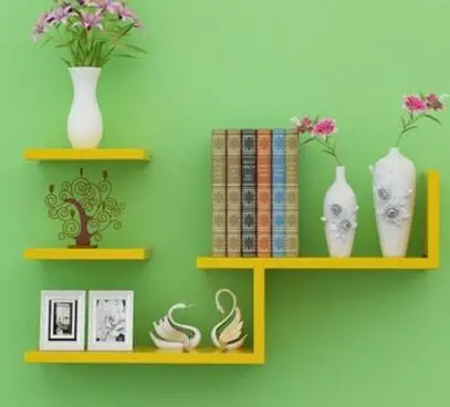 Современная Настенная книжная полка, настенная книжная полка, книжный шкаф, подставка для хранения товаров - Цвет: Цвет: желтый
