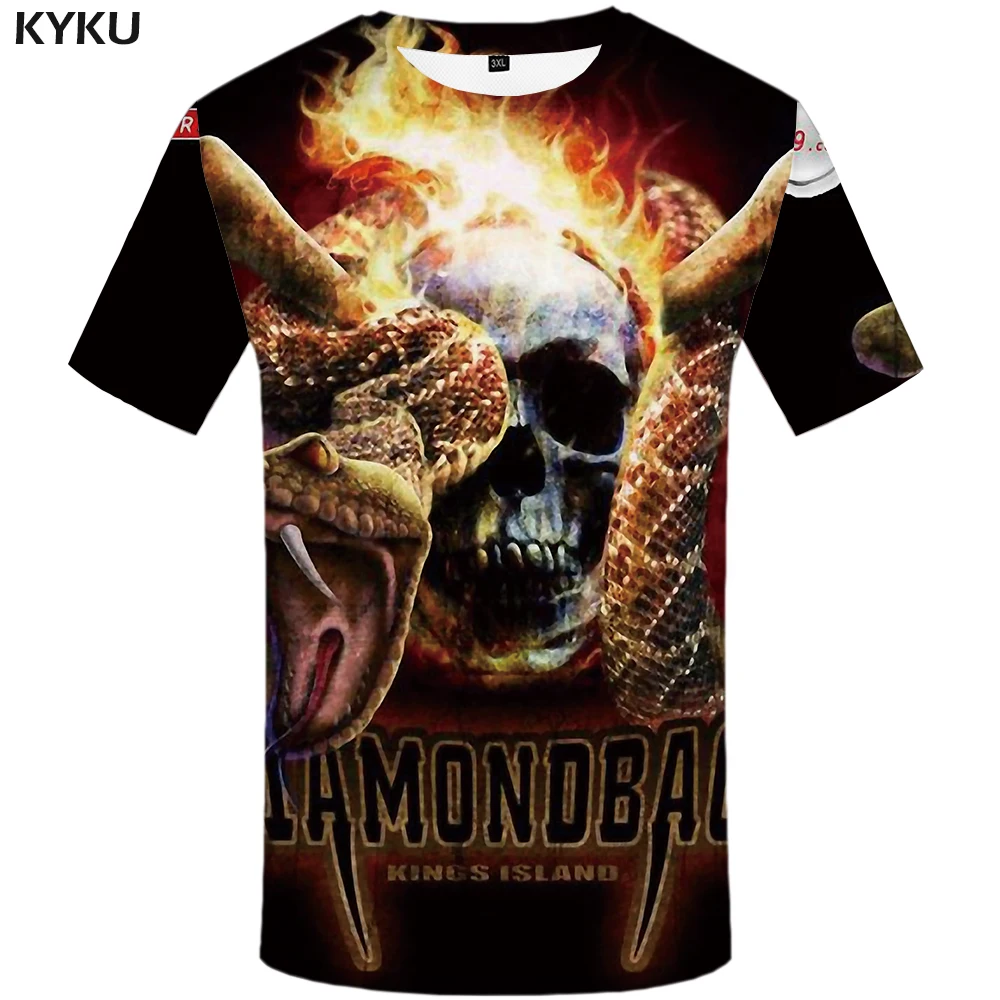 KYKU футболка с черепом Мужская в стиле панк рок одежда со змеиным 3d принтом