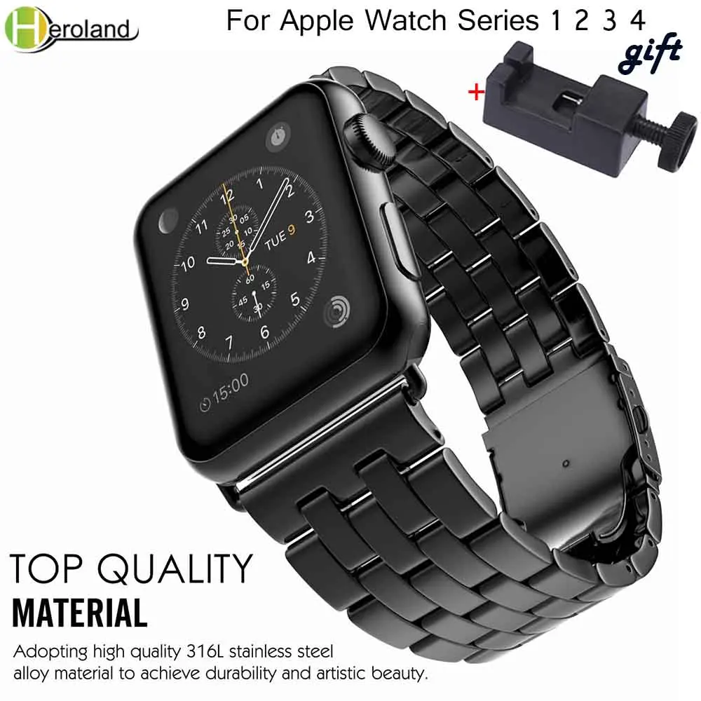 Ремешок из нержавеющей стали для Apple watch band 40 мм 44 38 42 iWatch series 1 2 3 4 | Наручные часы