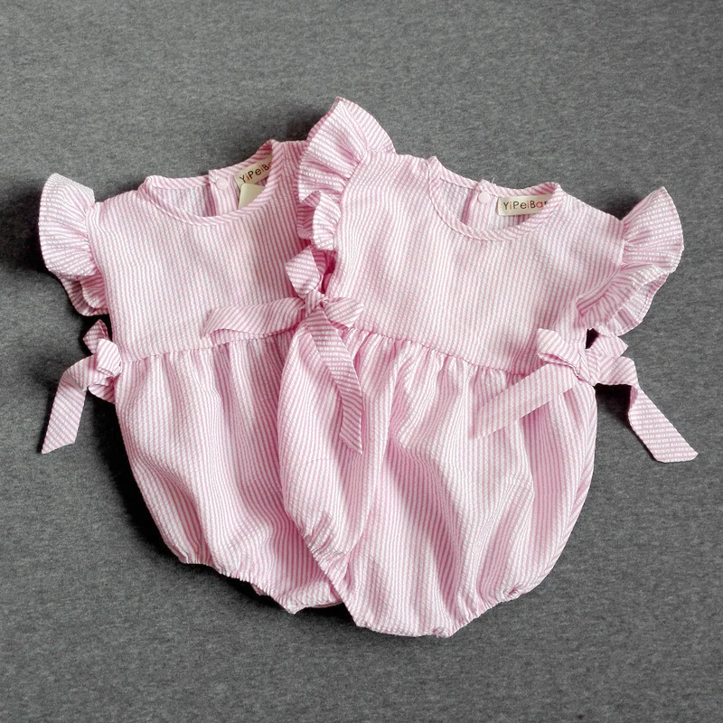 2018 летняя одежда для маленьких девочек цельный комбинезон детская с короткими