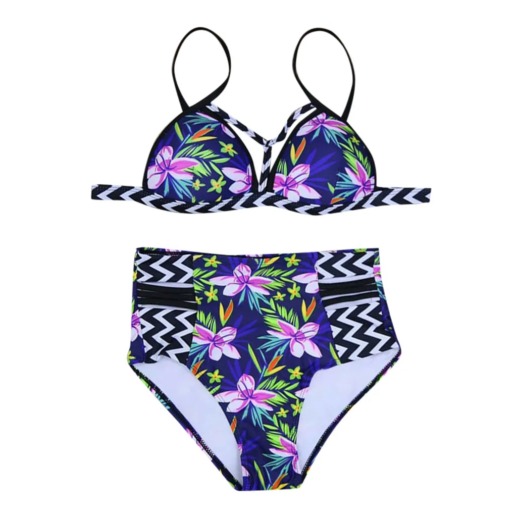 Для женщин принт бикини с высокой талией купальник пуш ап сексуальные в