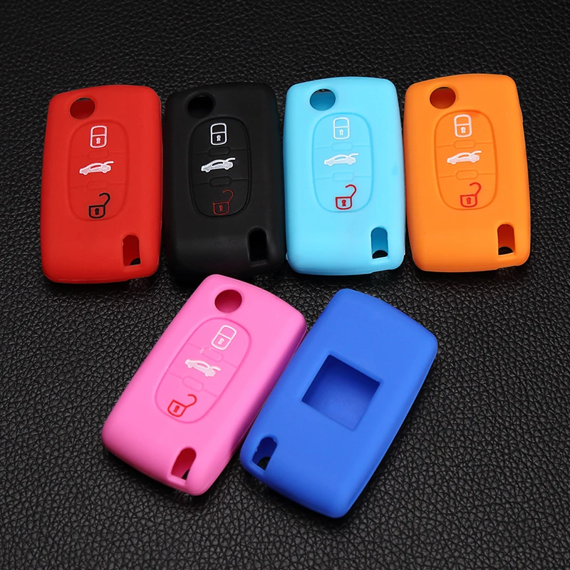 Высококачественный силиконовый чехол для ключей Peugeot 3 button 206 207 306 307 308 407 408/Citroen C2 C3