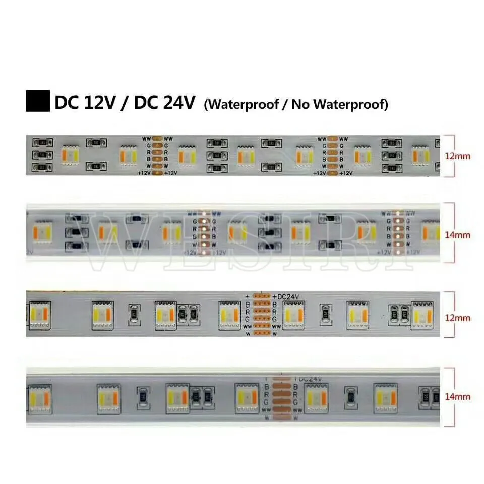 5 м RGBCCT 5в1 Светодиодная лента RGB + белый теплый 5050 SMD двойная белая Регулируемая