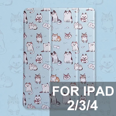 Чехол для планшетов для iPad Mini 1 2 3 4 с милым котиком, чехол с подставкой для iPad Air 1 2, чехол-книжка с функцией автоматического пробуждения и сна - Цвет: For iPad 234