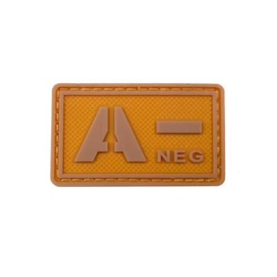Khaki A Negative Пластырь типа крови A+ B+ AB+ O+ Положительный A B AB O+ POS A-B-AB-O-NEG-отрицательный ПВХ значок боевой дух тактический военный крюк патч - Цвет: Khaki A Negative