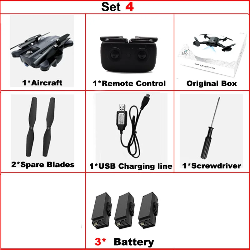 set4 F196 мини складной Дрон с 2.0MP HD камерой Rc вертолет оптический поток локализация RC Квадрокоптер детские игрушки vs SG900 - Цвет: set4