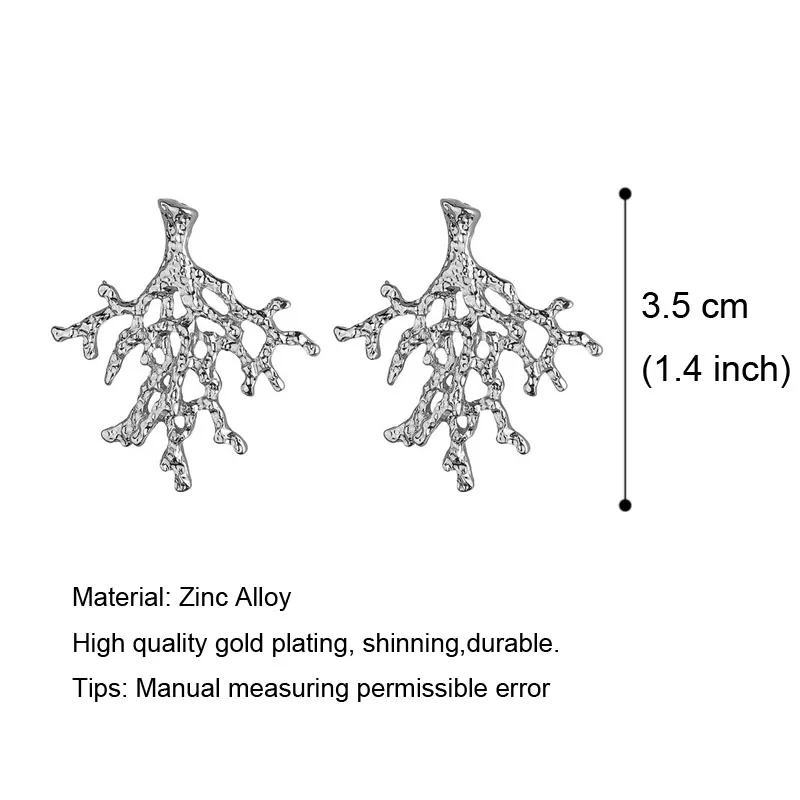 Серьги гвоздики в виде дерева из цинкового сплава серебряного