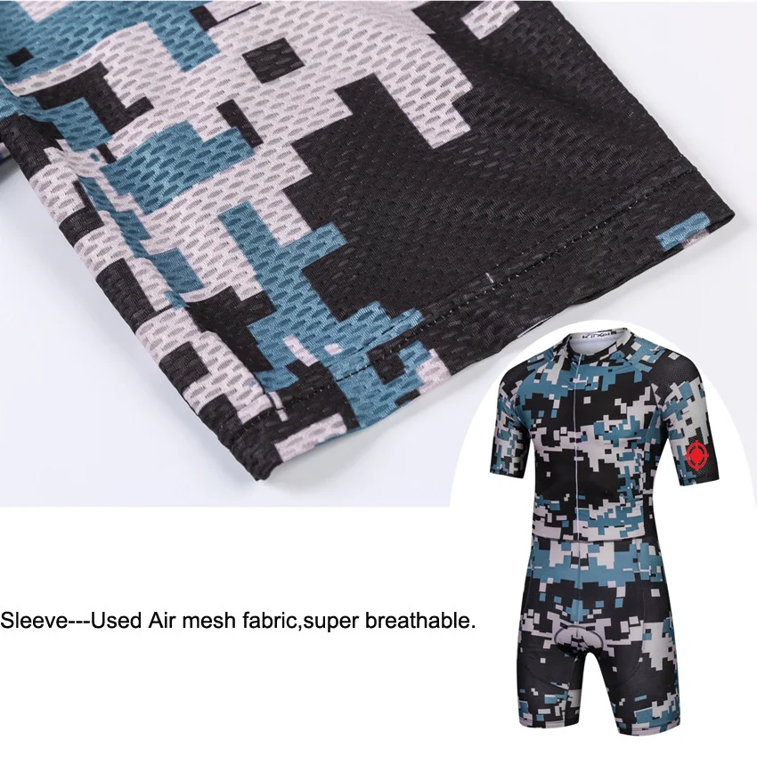 Брендовый мужской костюм с короткими рукавами черный Камуфляжный велосипед