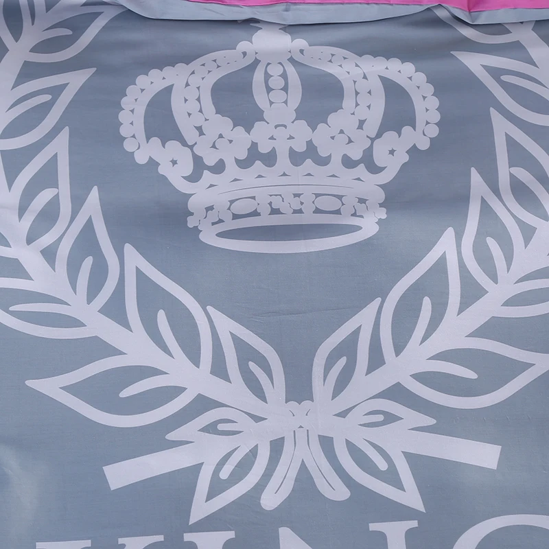 Белый король корона хлопок обратимым пододеяльник набор с плоской подошве и