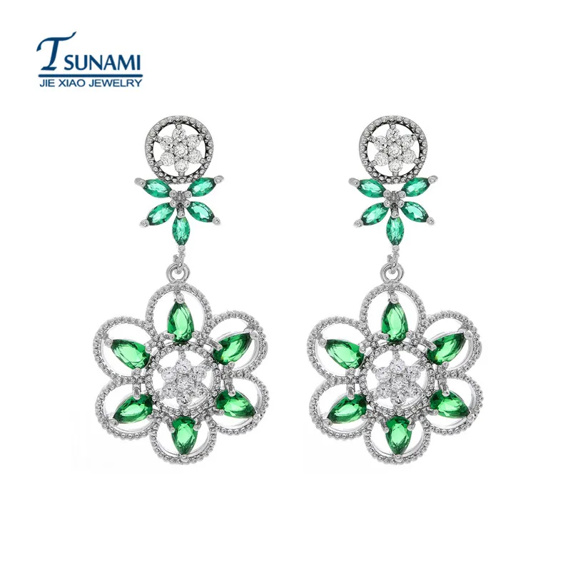 Роскошный AAA цветок с цирконом циркон серьги для женщин Свадебные многоцветный