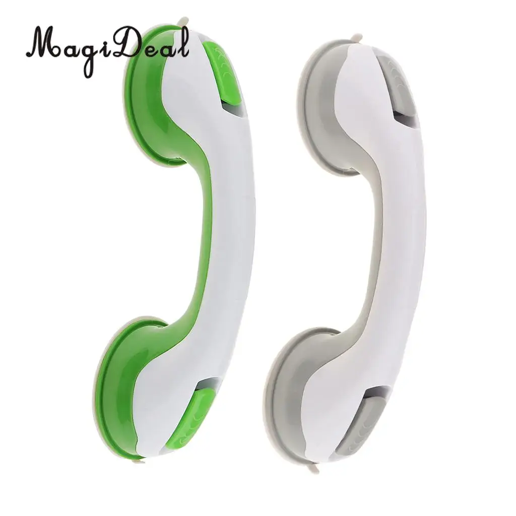 

2pcs Durable Suction Helping Handle Safety Cup Grab Bar Handrail Bathroom Shower Bathtubs Grip Rails 10'' Green Grey