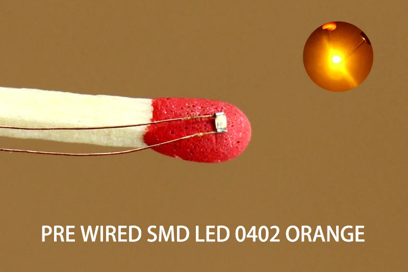 C0402 40 шт. предварительно припаянные микро 0,1 мм с медной проволокой 0402 SMD Led разных цветов красный оранжевый синий желтый зеленый - Цвет: Yellow