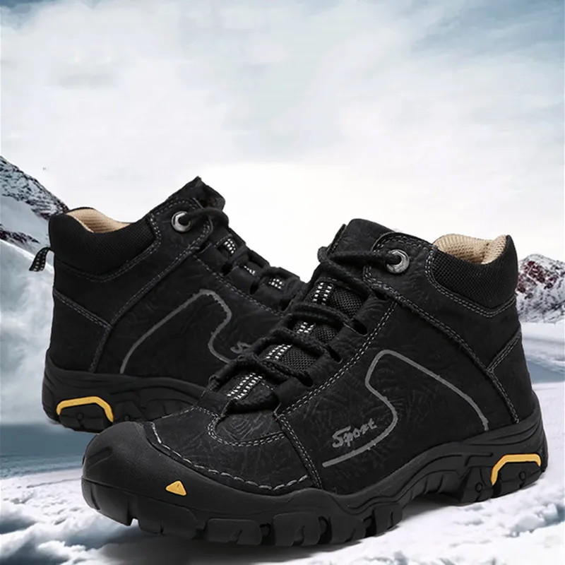 

Outdoor Camping Climbing Tactical Male Shoes Winter Increase Warm Genuine Leather Non-slip Waterproof Snowfield Combat Boots