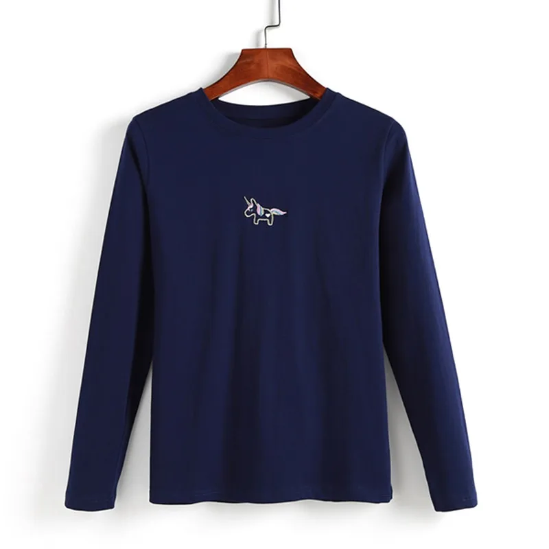 Dark Blue YSK 215 GIGOGOU вышивка женский базовый свитер с круглым вырезом и длинным рукавом женский джемпер черный белый розовый корейский стиль хлопок Pull Femme Invierno - Цвет: Dark Blue YSK 215