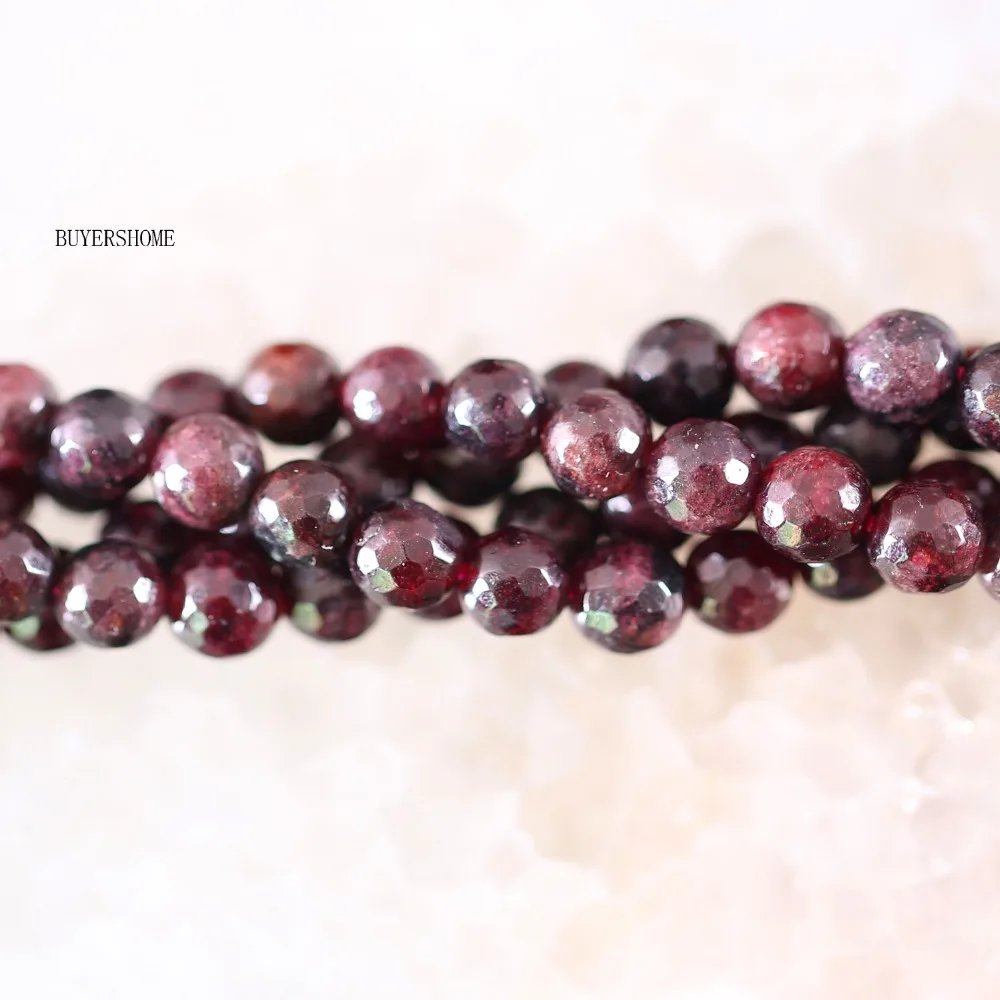  Fit Making Jewelry Necklace A++6MM 8MM 9MM Natural Stone Red Garnet Round Faceted Loose Beads String 15.5&quot | Украшения и