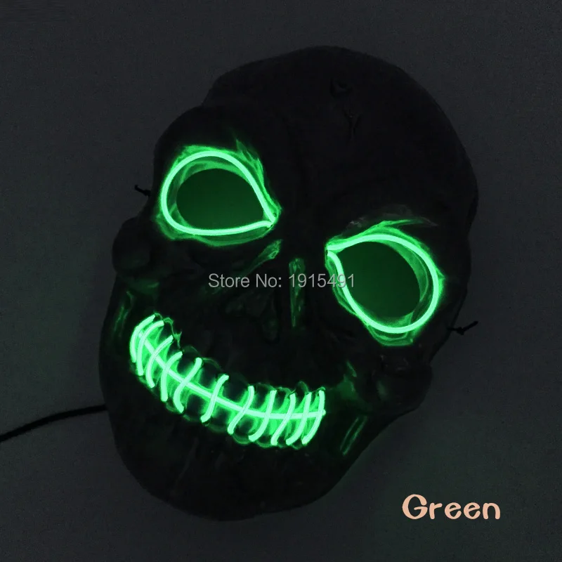 Высококачественная светящаяся EL кабельная трубка испуганная маска призрака