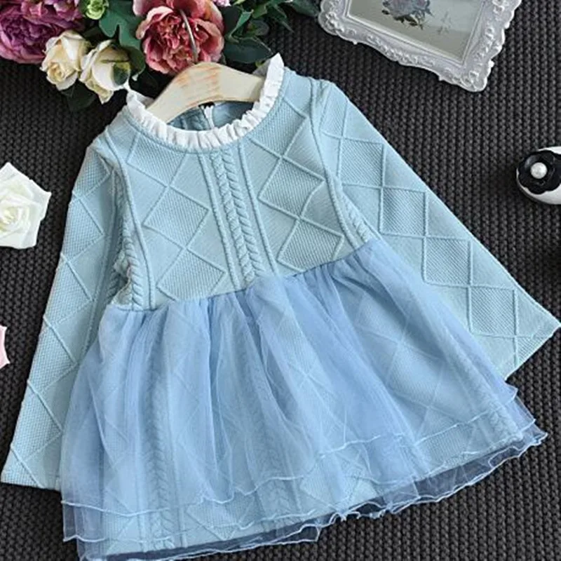 Girl Winter Sweater Dress 2019 Fashion Spring Autumn Princess Long Sleeve Splicing TuTu Kid Sweaters For |