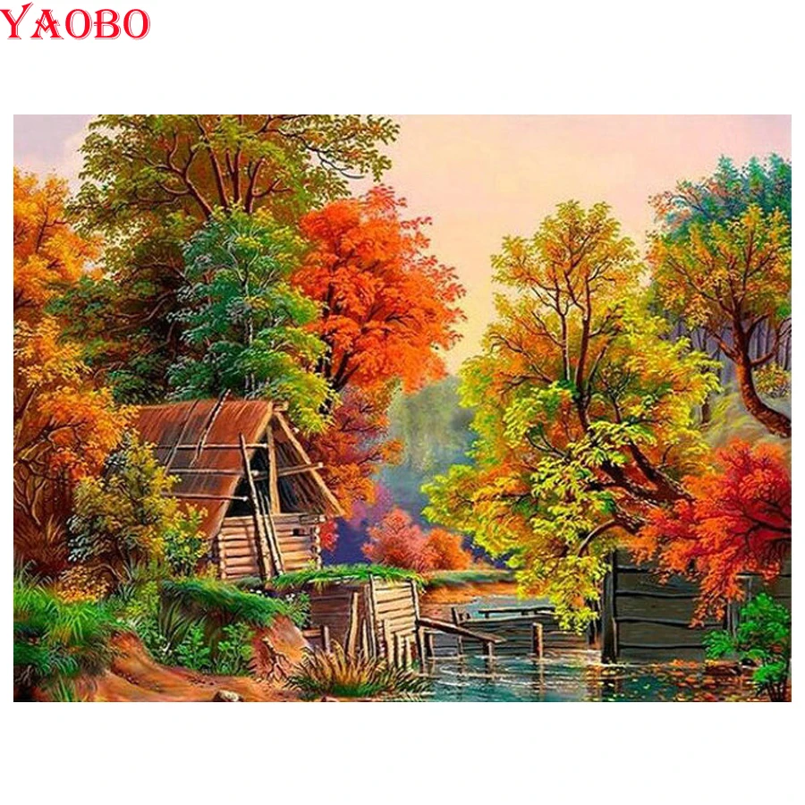 Алмазная вышивка сделай сам Ландшафтная живопись искусственная крестиком