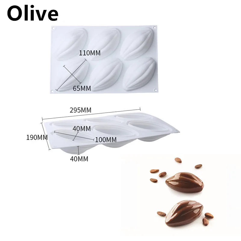 6 Holes Olive SHENHONG Новое поступление силиконовая форма для выпечки Форма для Мусса жаропрочная посуда для десерта Свадьба День святого Валентина Кондитерские украшения - Цвет: 6 Holes Olive