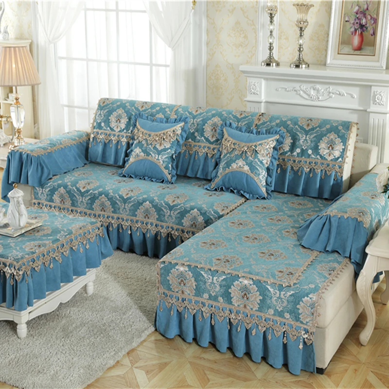 Чехол для дивана из синели в европейском стиле всесезонный нескользящий чехол 20