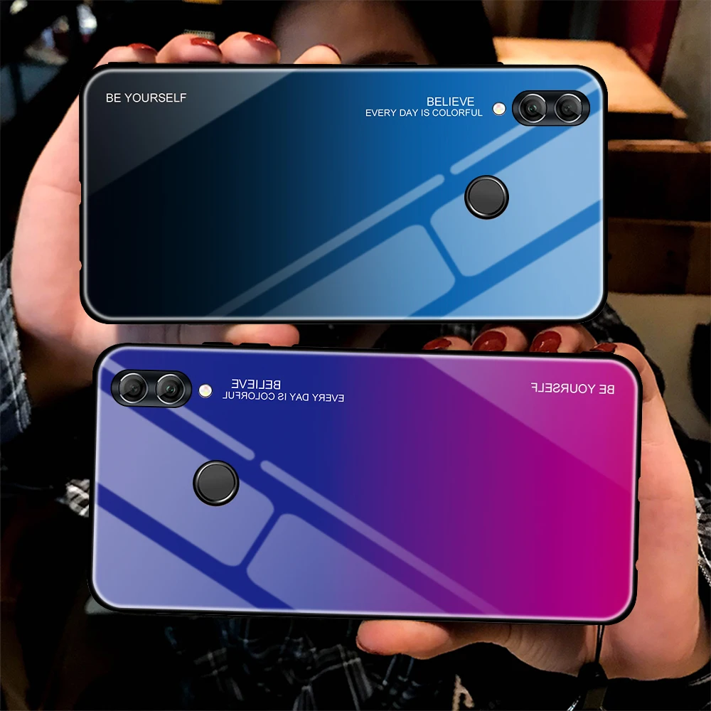 Tempered Glass Phone Case for Honor 9 10 Lite 8X Huawei P30 P20 Mate 20 Pro Nova 4 3 3i Scratchproof Soft Gradient Color | Мобильные