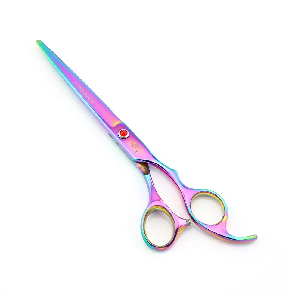 Rainbow cut no bag Ножницы для стрижки волос 7 дюймов+ истончение 6,5 дюймов LYREBIRD ножницы для ухода за домашними животными Парикмахерские ножницы 5 цветов на выбор Горячая Новинка - Цвет: Rainbow cut no bag