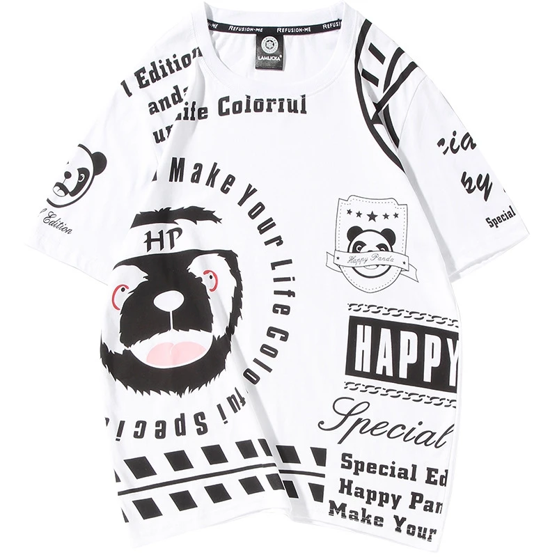 Мужская футболка с коротким рукавом мультяшным принтом в стиле хип-хоп | одежда