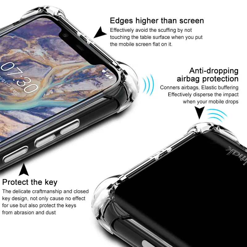 IMAK Airbag For Nokia X7 Cover Silicone Solf TPU for X71 Case + Screen Film 8.1 Shockproof |
