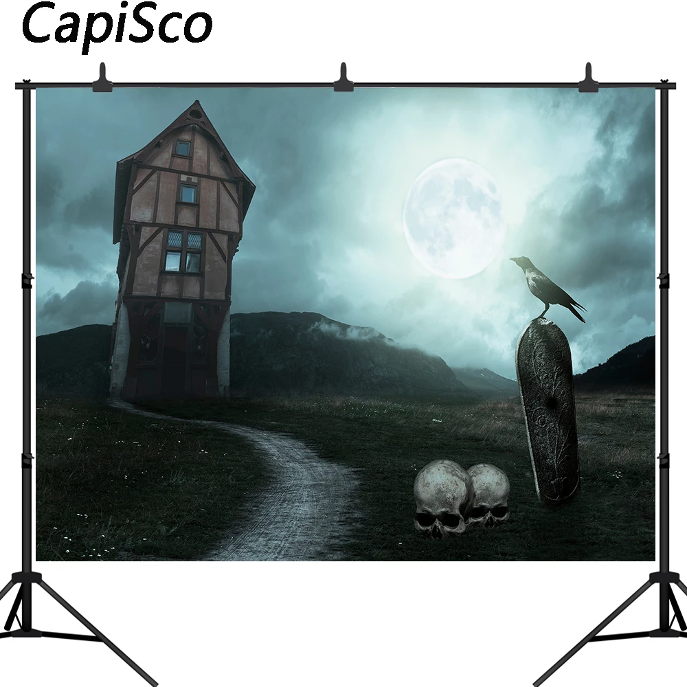 Capisco Фотофон замок черепная ворона надгробия Луна Профессиональный фестиваль