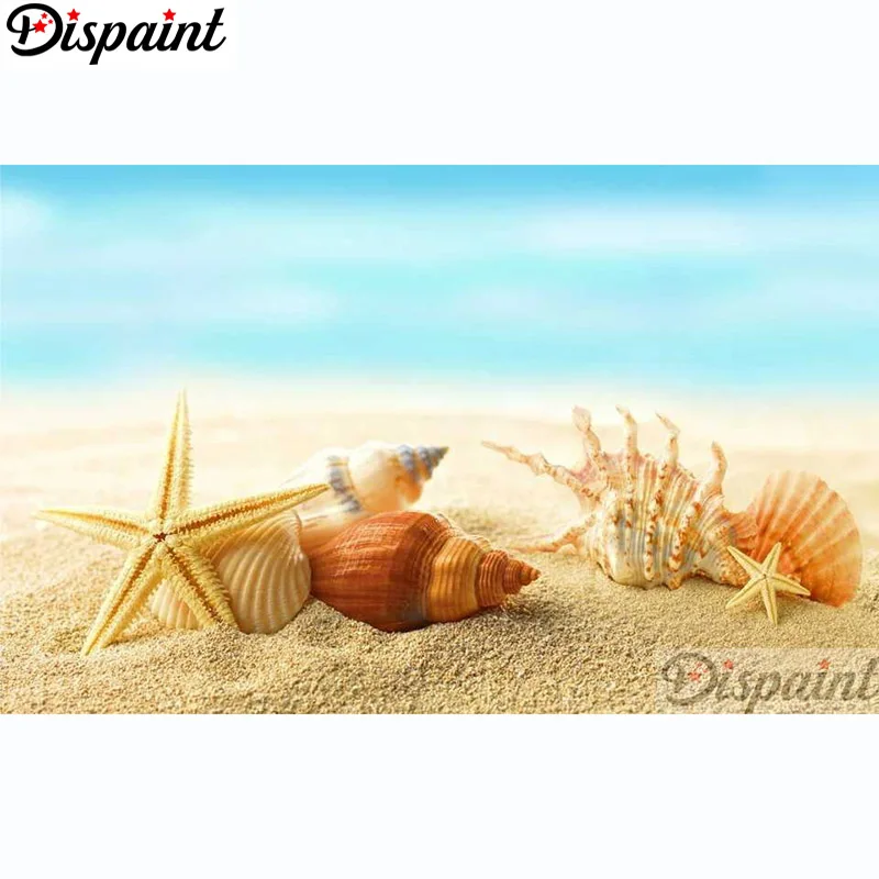 

Dispaint Full Square/Round Drill 5D DIY Diamond Painting "Beach shell scenery" 3D Embroidery Cross Stitch Home Decor Gift A12693