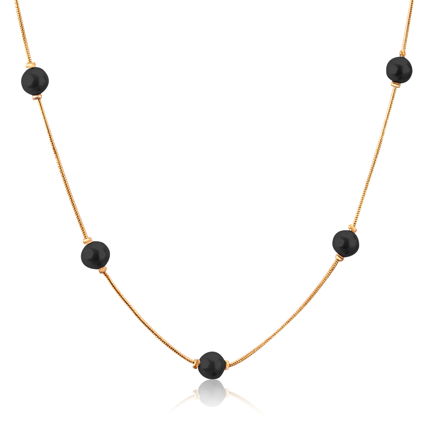 Бусы LUXUSTEEL цепочка змея белый/чёрный искусственный жемчуг кулон ожерелье модные