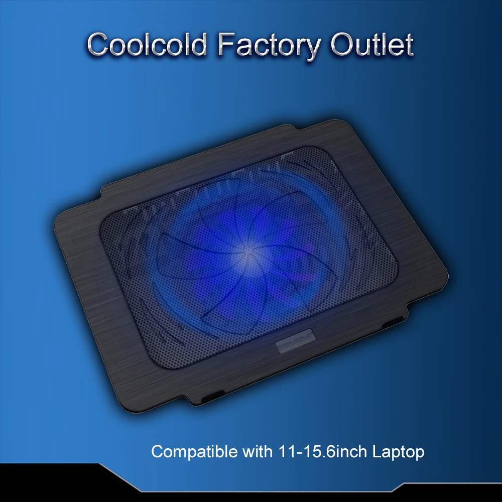 COOLCOLD ультра тонкая охлаждающая подставка для ноутбука с одним вентилятором светодиодный светильник вентилятор для ноутбука охлаждающая подставка для ноутбука 15,6 дюймов