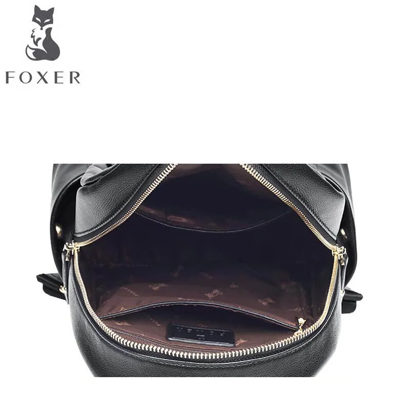 

FOXER 2020 New Women Genuine leather bag designer famous brand leather women backpack Casual fashion leather backpack