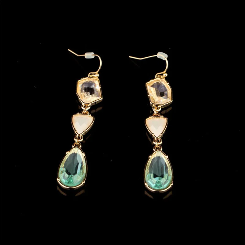 Сплав с драгоценными камнями Кристалл Висячие длинные женские серьги простые