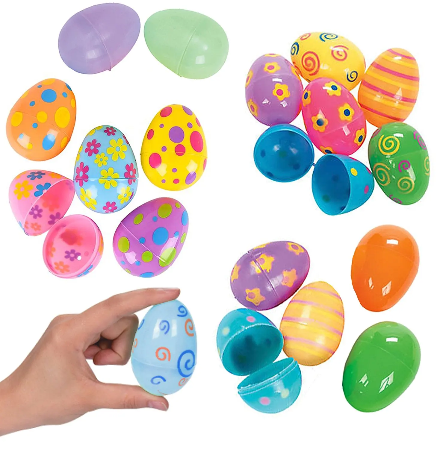 12pcs Funpa 12 шт. пасхальные яйца Красочные расписные DIY пасхальные пластиковые яйца милые пасхальные игрушки сюрприз яйца Пасхальный подарок для детей вечерние принадлежности - Цвет: 12pcs