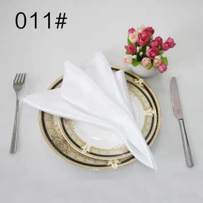 white NP003 дешевые, сделанные на заказ, много цветов, свадебные, 40 см* 40 см, красный, бордовый, зеленый, белый, слоновая кость, синий, желтый, фиолетовый, атласная Салфетка для стола - Цвет: white