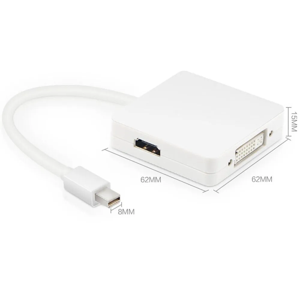 3 в 1 мини дисплей DP Thunderbolt к DVI адаптер VGA HDMI кабель для MacBook насос Белый Черный 5 14| |