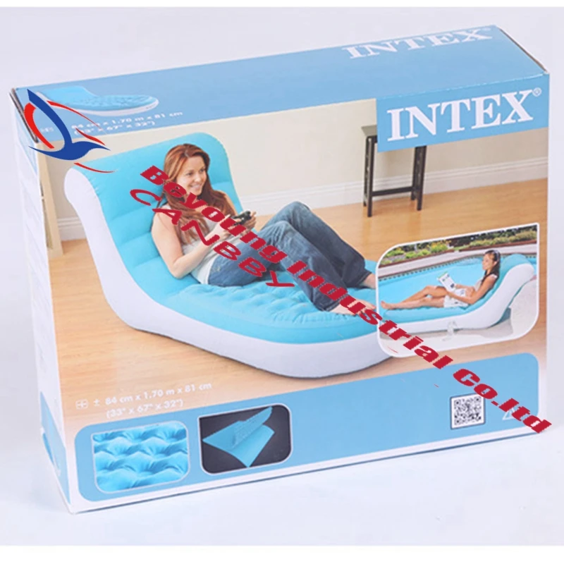 Синий Intex Splash Lounge L форма мягкое надувное кресло из ПВХ диван со спинкой, проколов дно