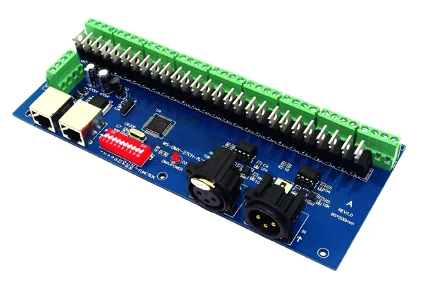 

best price 1 pcs 27CH Channel with RJ45 9 group max 3A DMX512 LED Decoder controller for led module strip